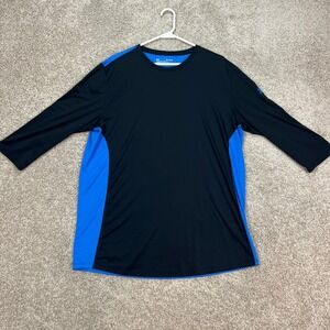 Under Armour HeatGear 3/4 Sleeve T Shirt‎ Black Blue Fitted Mens XL
